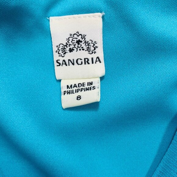 Turquoise sleeveless V-neck ruched dress size 8 - Picture 3 of 14